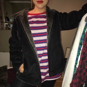 Faux fur zip up hoodie